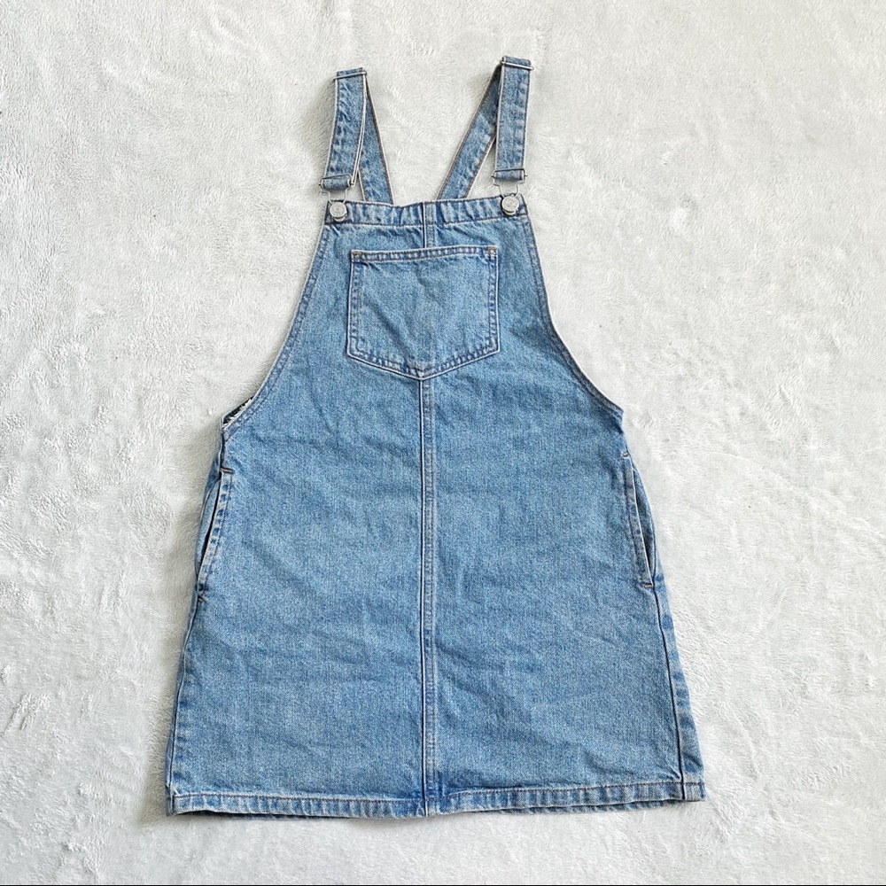 Topshop denim blue overalls skirt w pockets